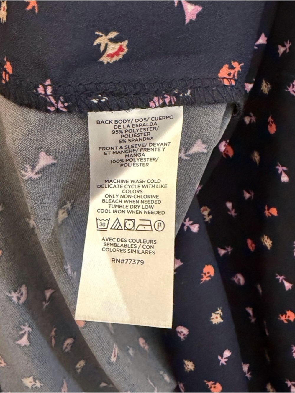 Ann Taylor Navy Floral V-Neck Blouse - Picture 3 of 5
